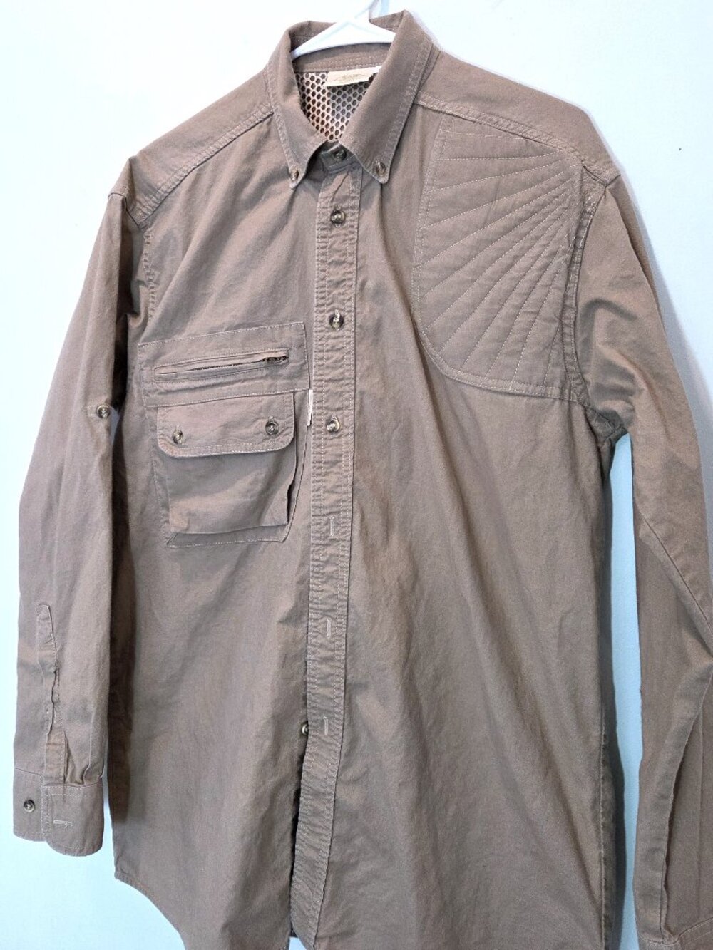 TAG Safari Dark Beige Left Handed Shooter Shirt with Mesh Vent Size M